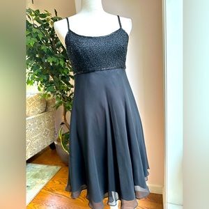 Bieff Basix Silk Black Cocktail Dress Sheer Beaded